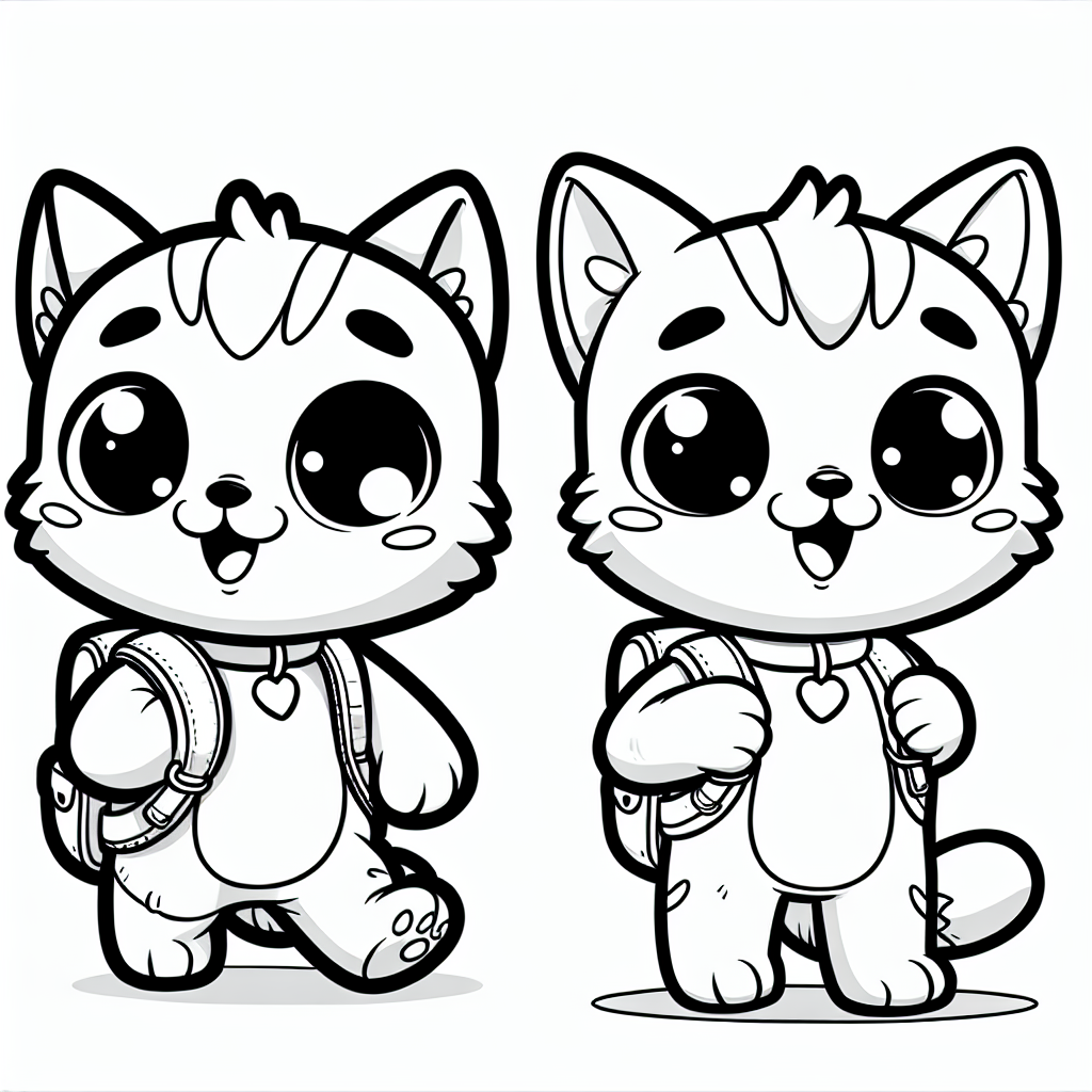 Kitten Goes To School coloring page