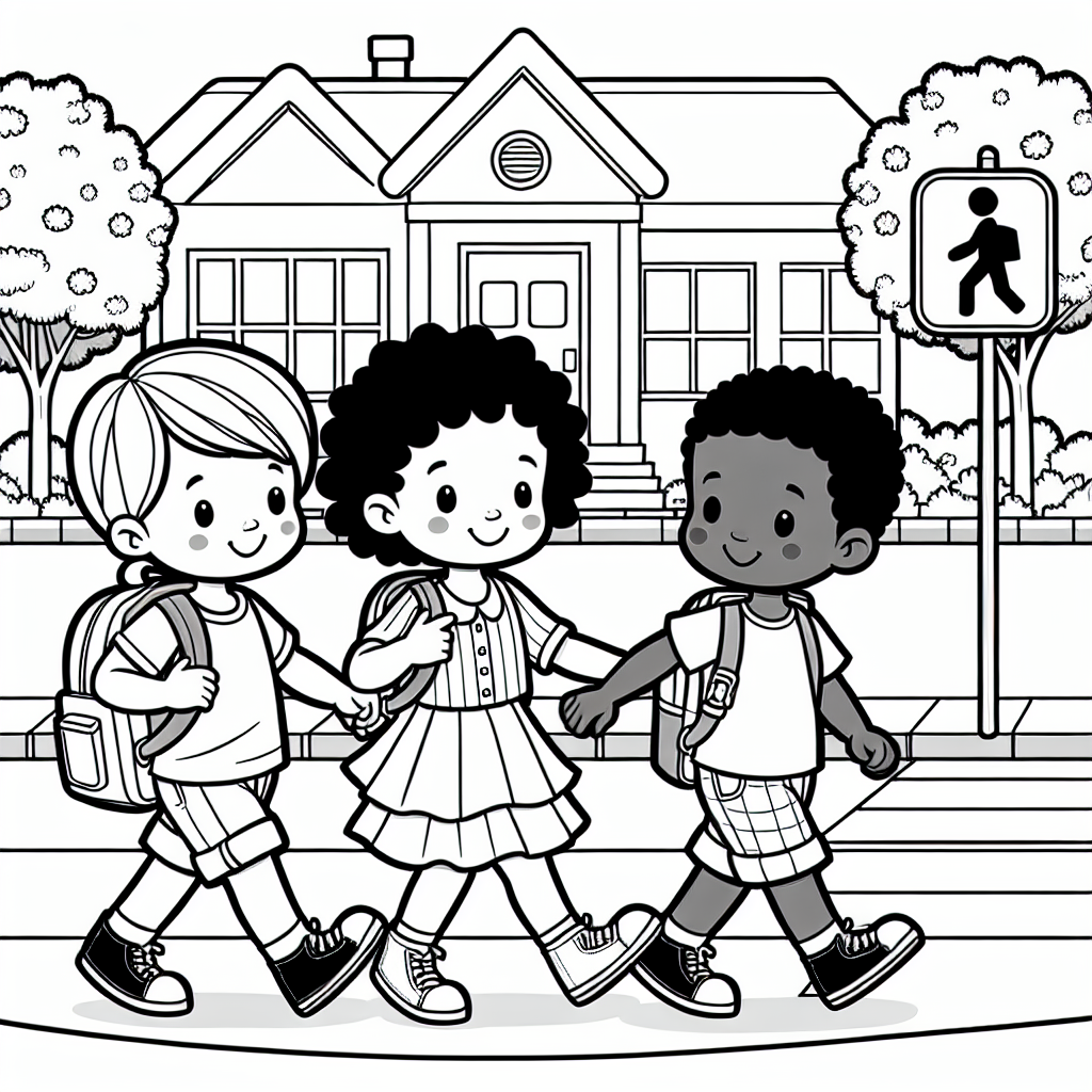 Walk To School coloring page