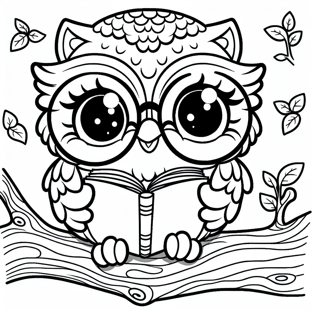 Reading Owl coloring page