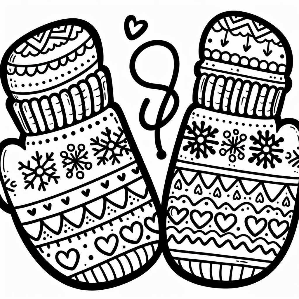 Cozy Winter Mittens coloring page