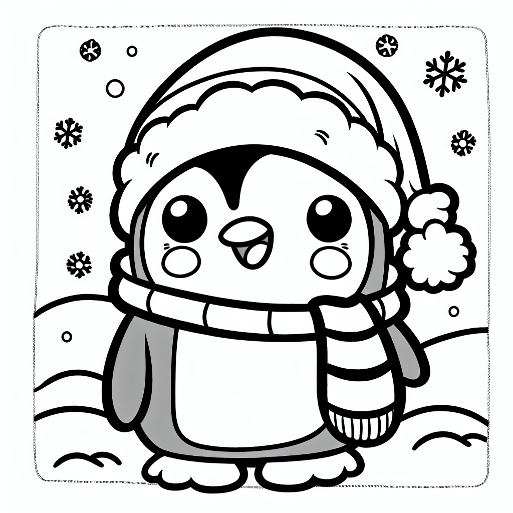 Penguin With Scarf coloring page