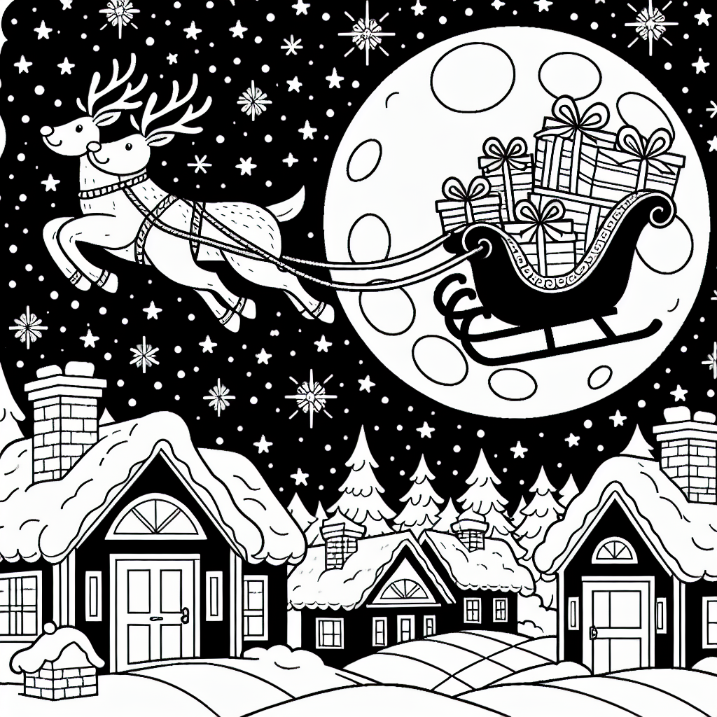 Santa's Sleigh coloring page