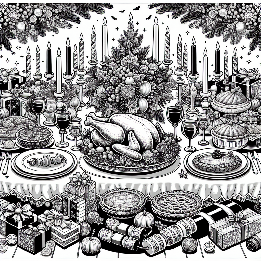 Christmas Dinner Table coloring page