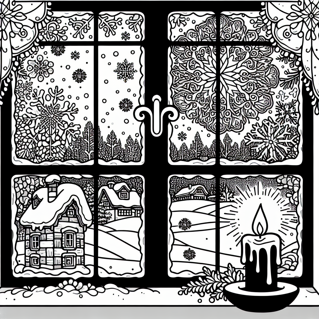 Christmas Window Scene coloring page