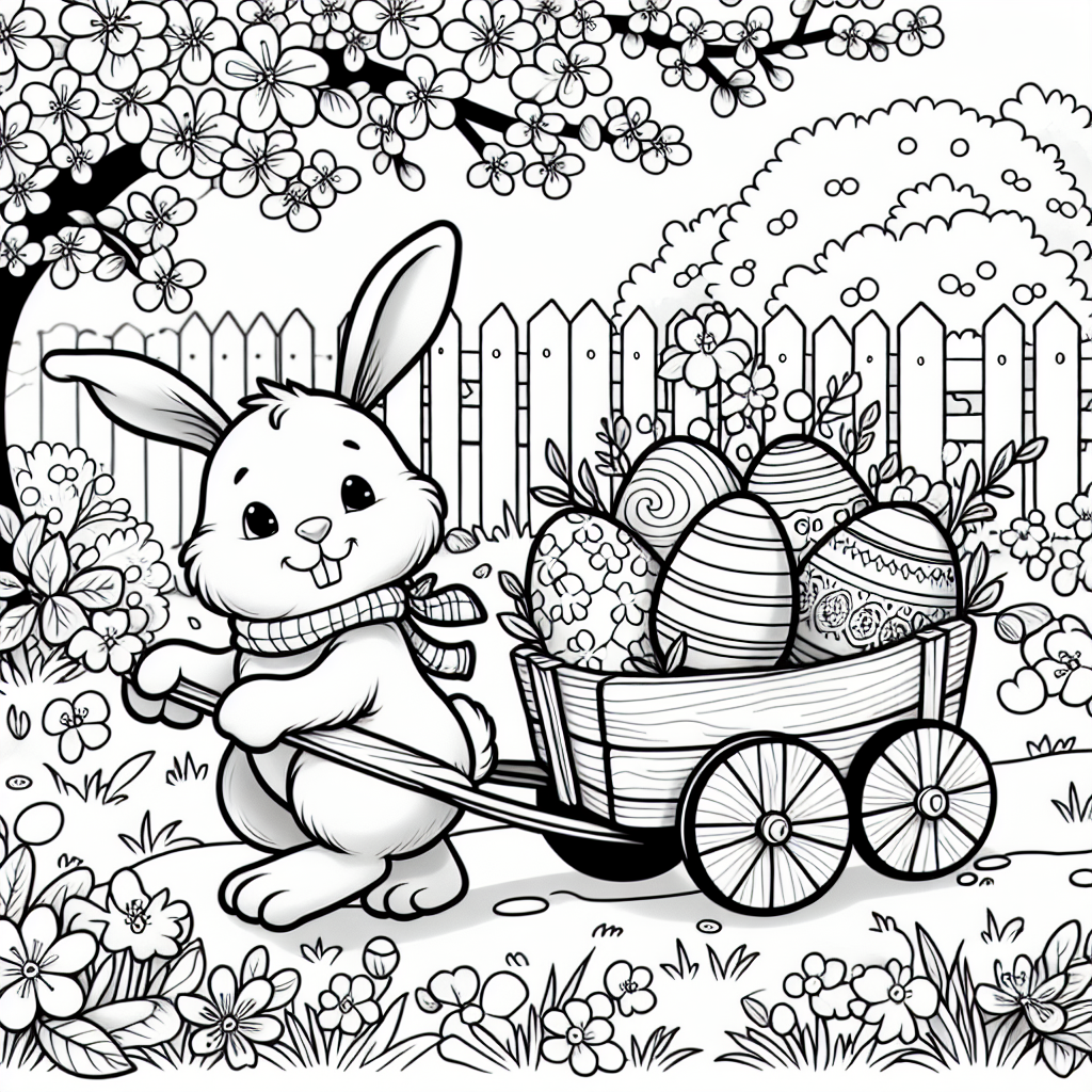 Bunny Delivery Cart coloring page