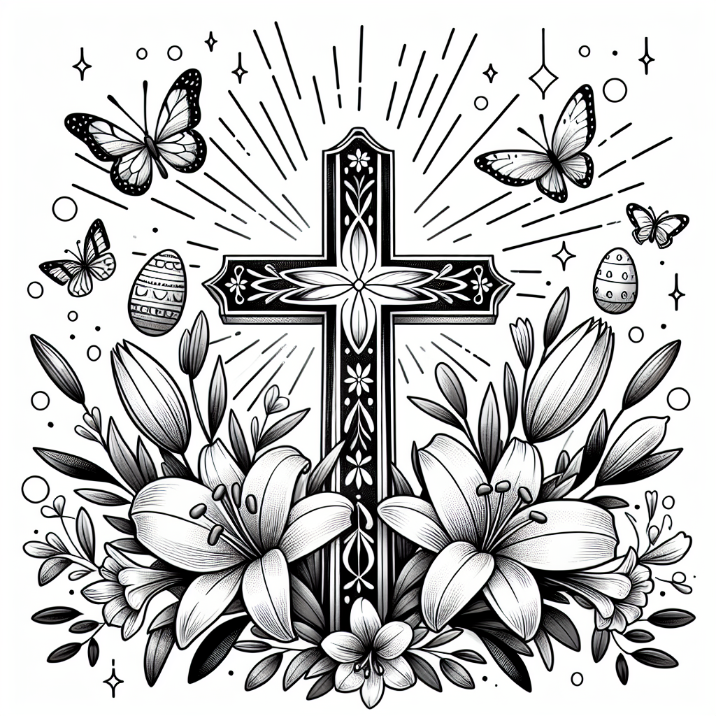 Easter Cross coloring page