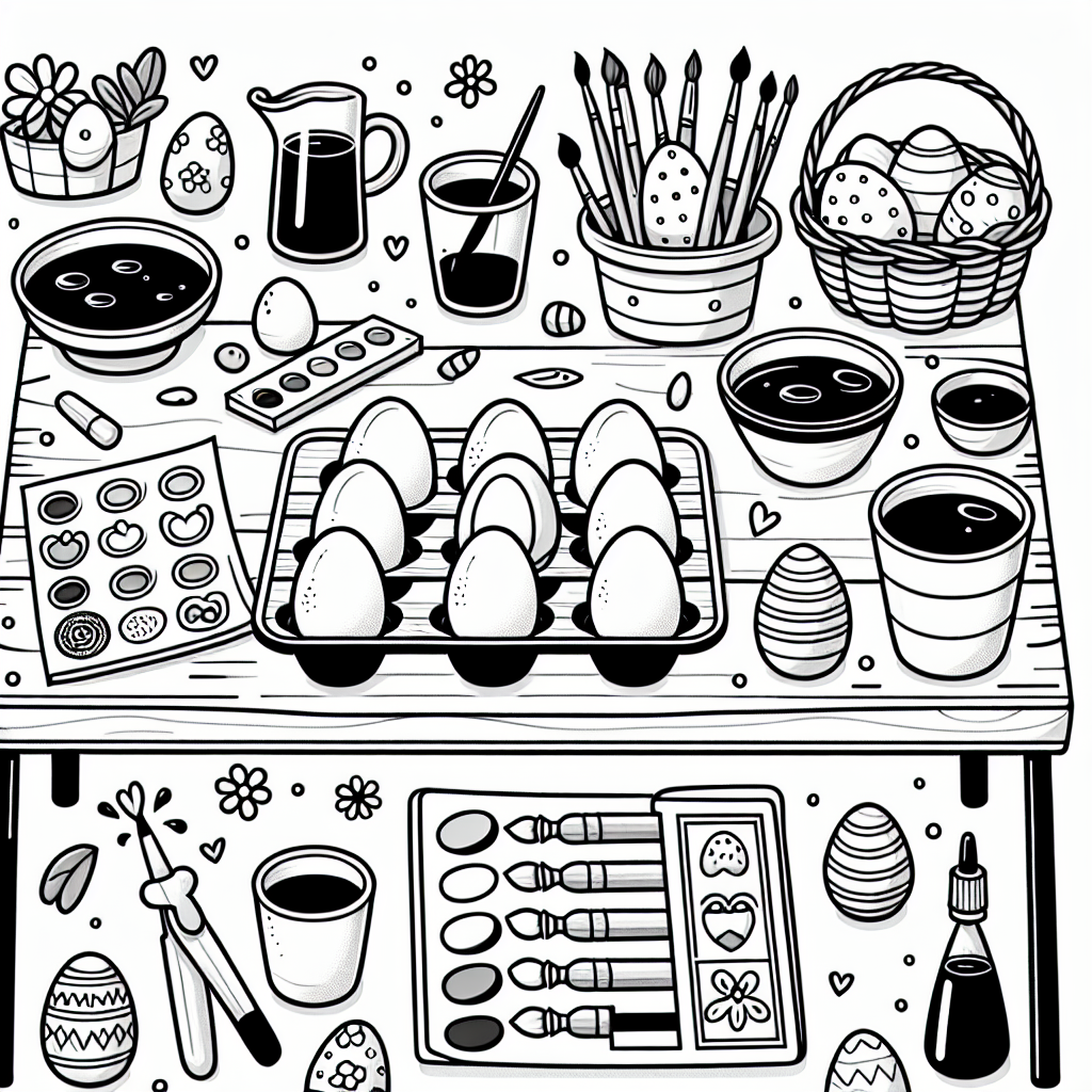 Egg Decorating Table coloring page
