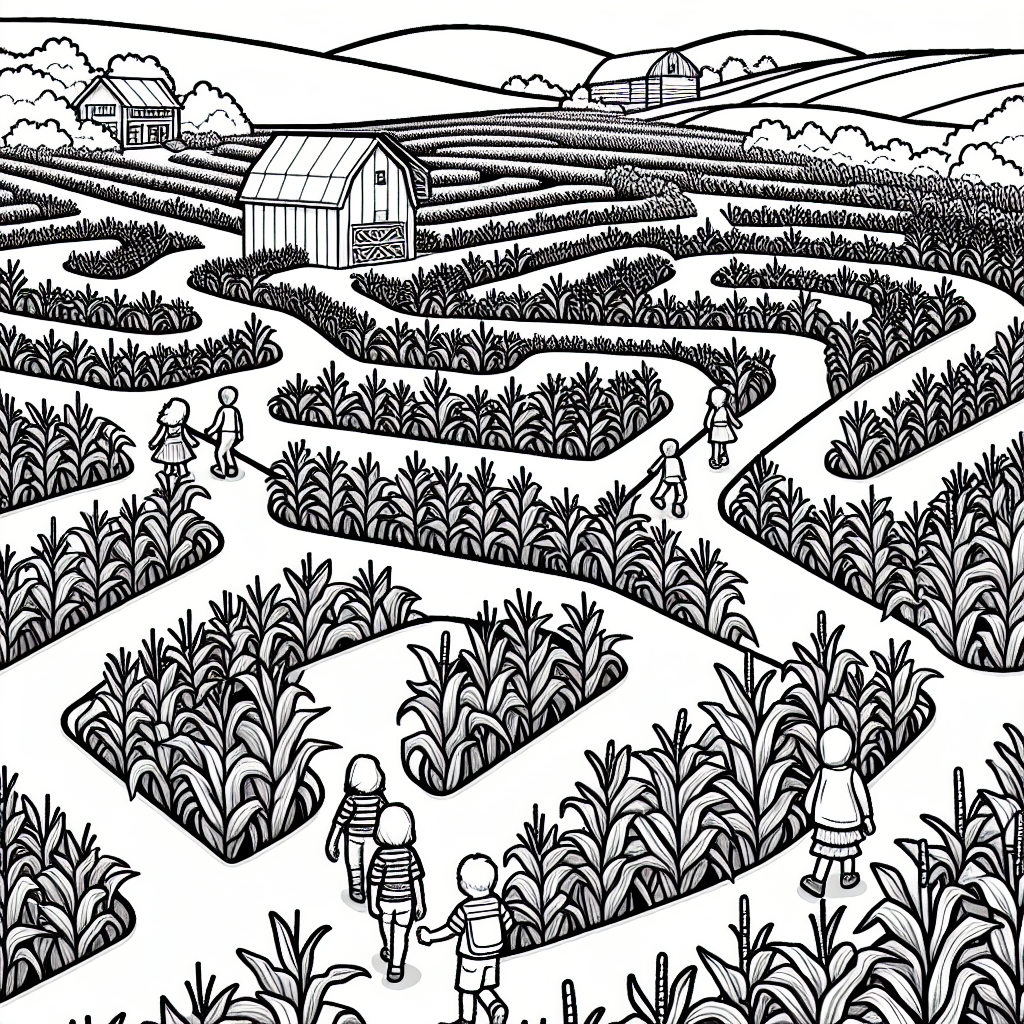 Corn Maze Adventure coloring page