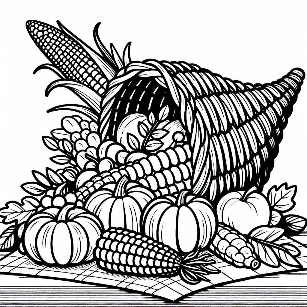 Cornucopia Bounty coloring page