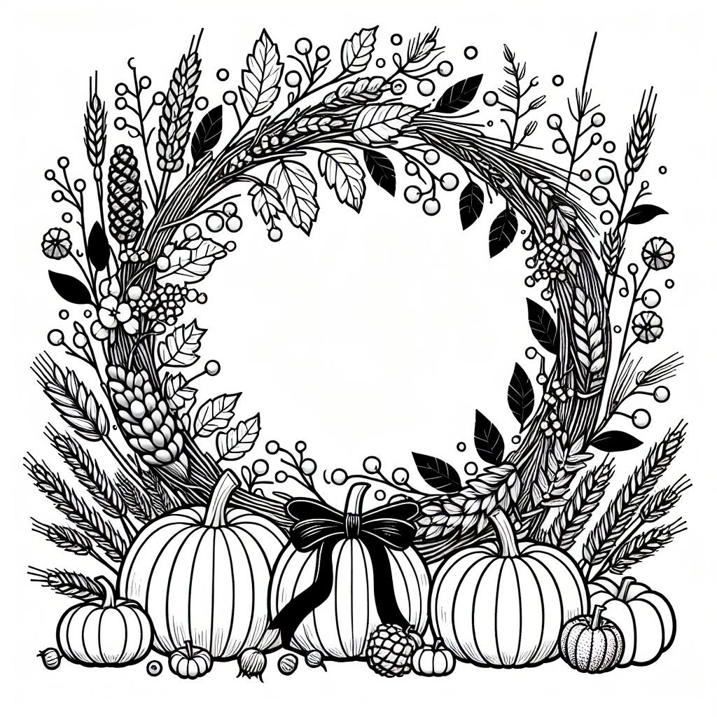 Autumn Door Wreath coloring page