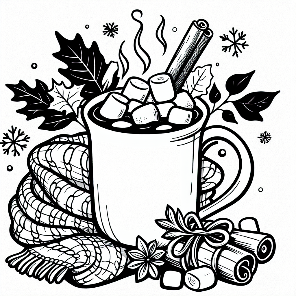 Cozy Hot Cocoa coloring page