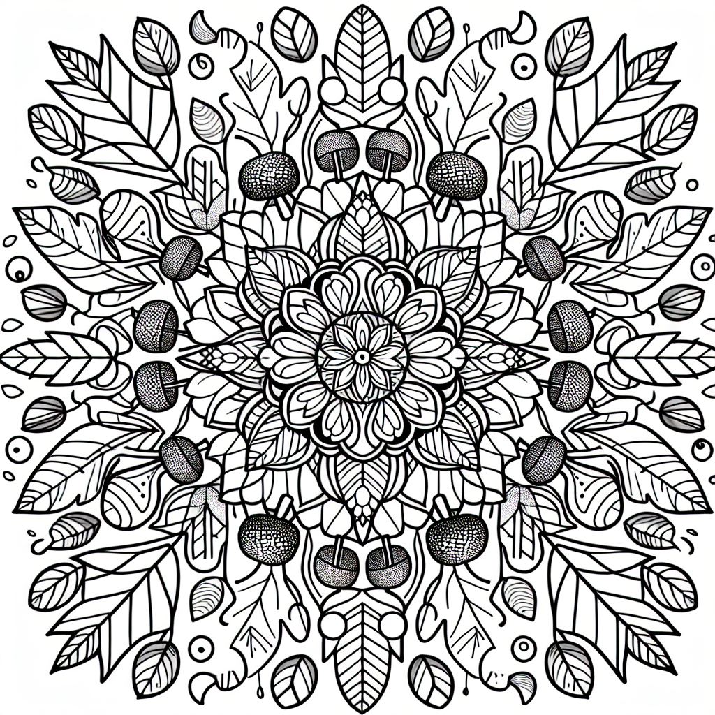 Autumn Leaf Mandala coloring page