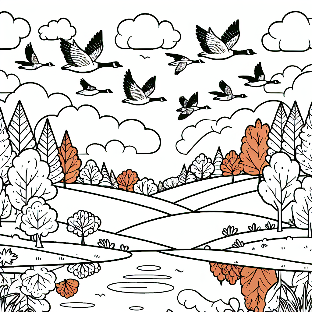 Geese Flying South coloring page