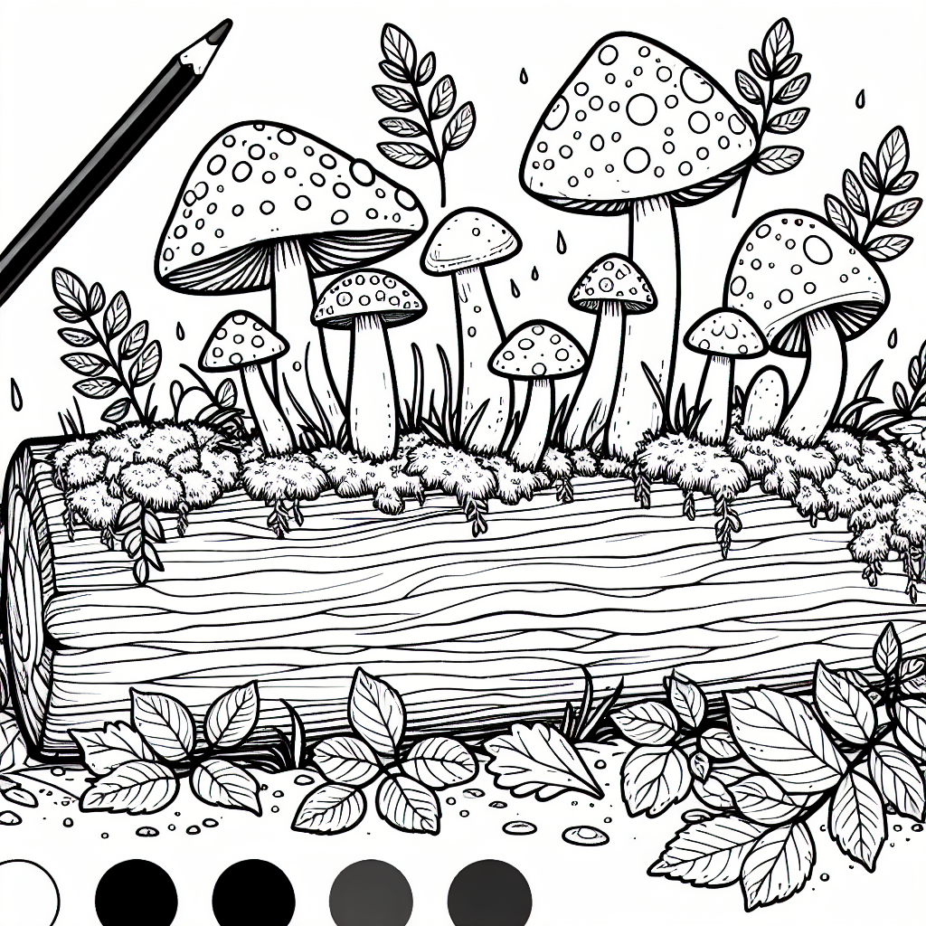 Woodland Mushrooms coloring page