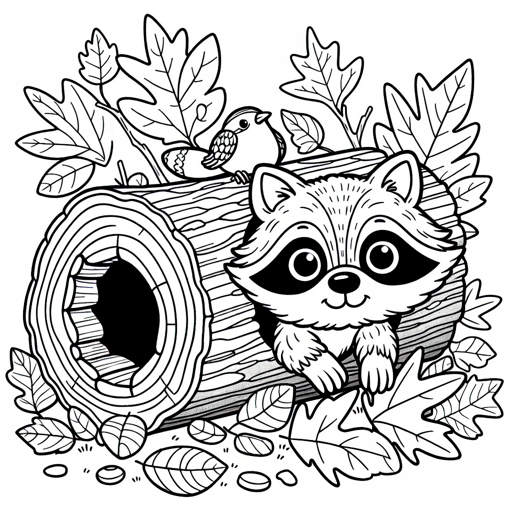Playful Raccoon coloring page