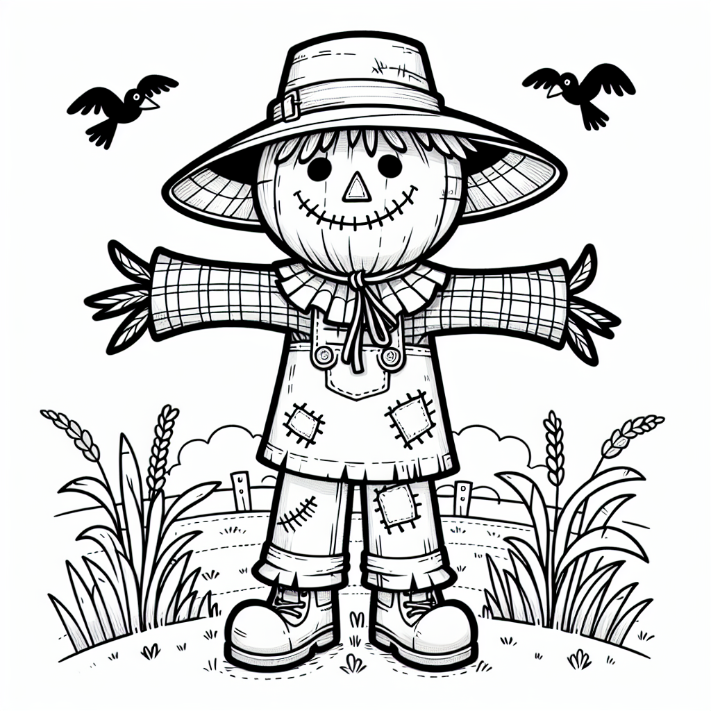 Friendly Scarecrow coloring page