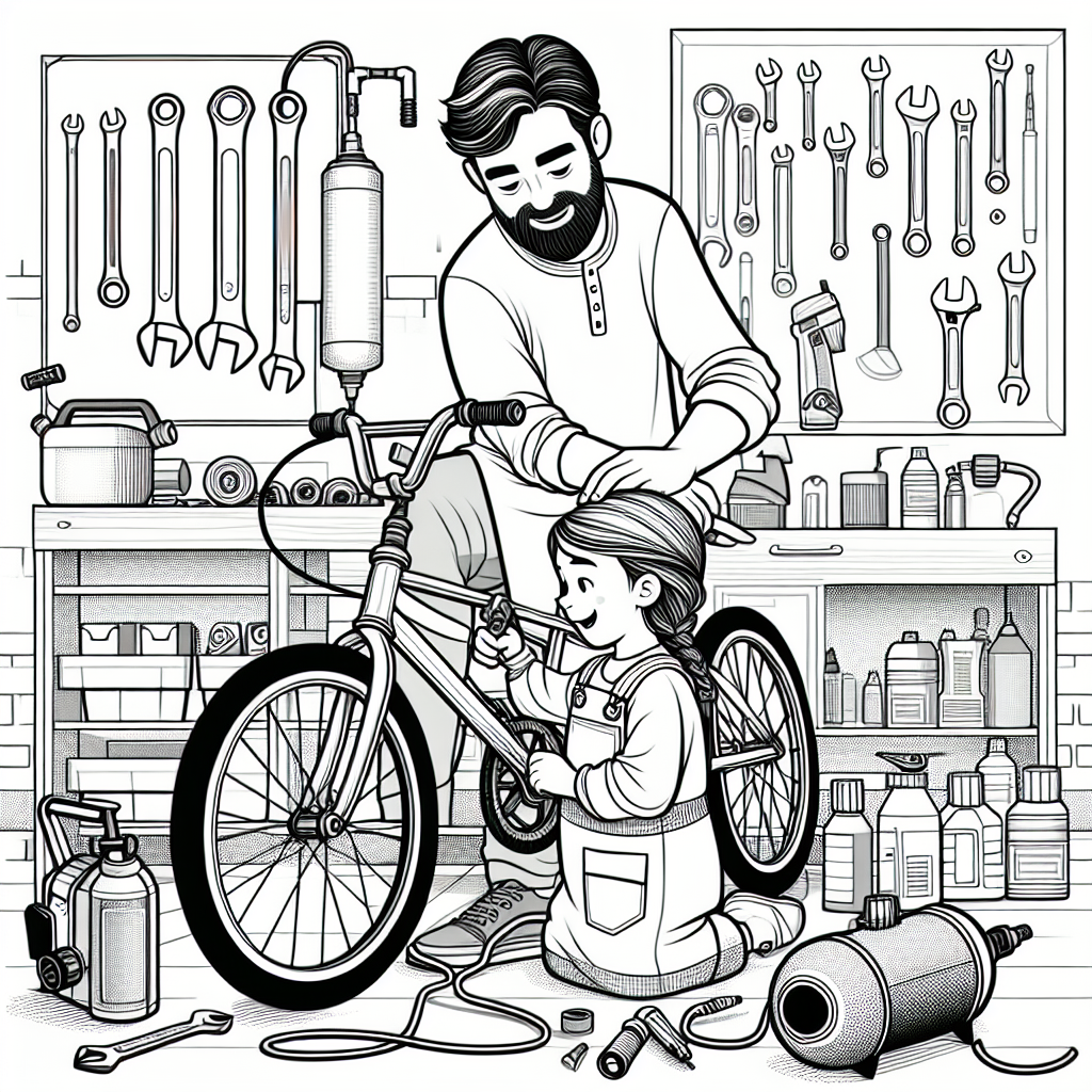 Fixing The Bike coloring page