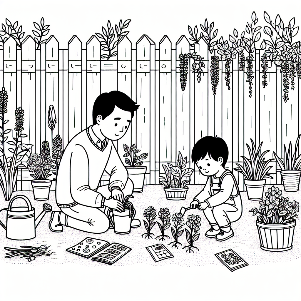 Gardening With Dad coloring page