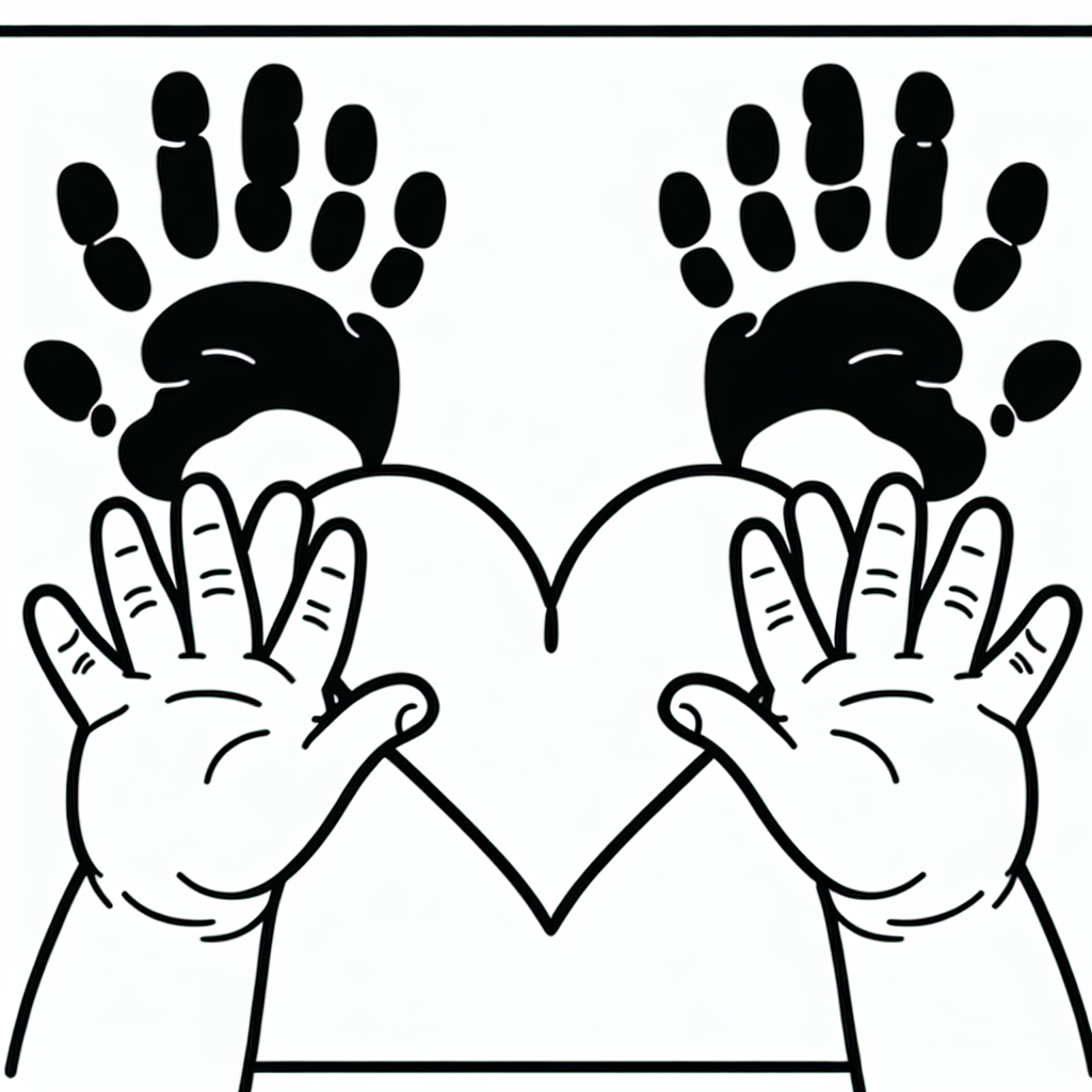 Handprint Heart Card coloring page