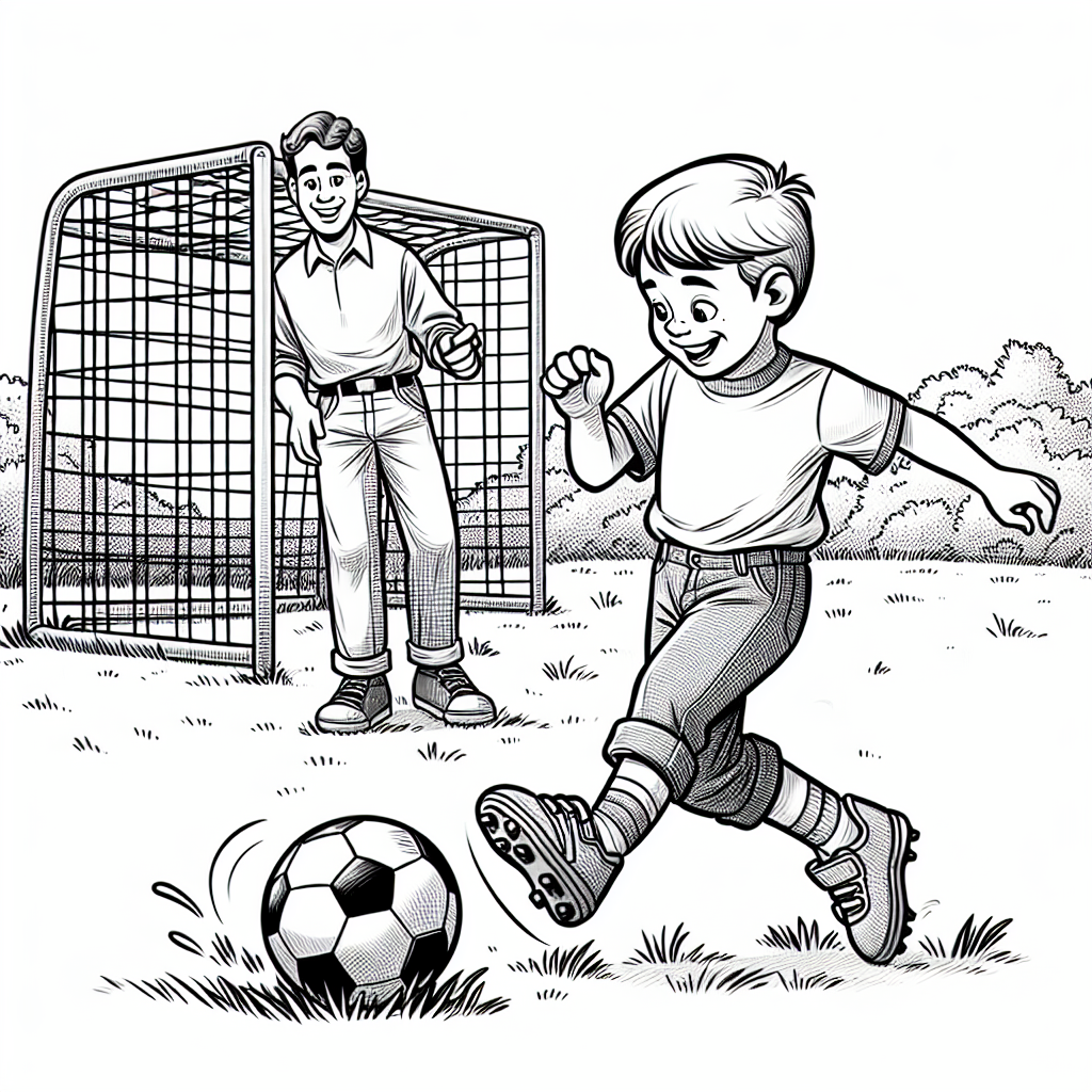 Soccer With Dad coloring page