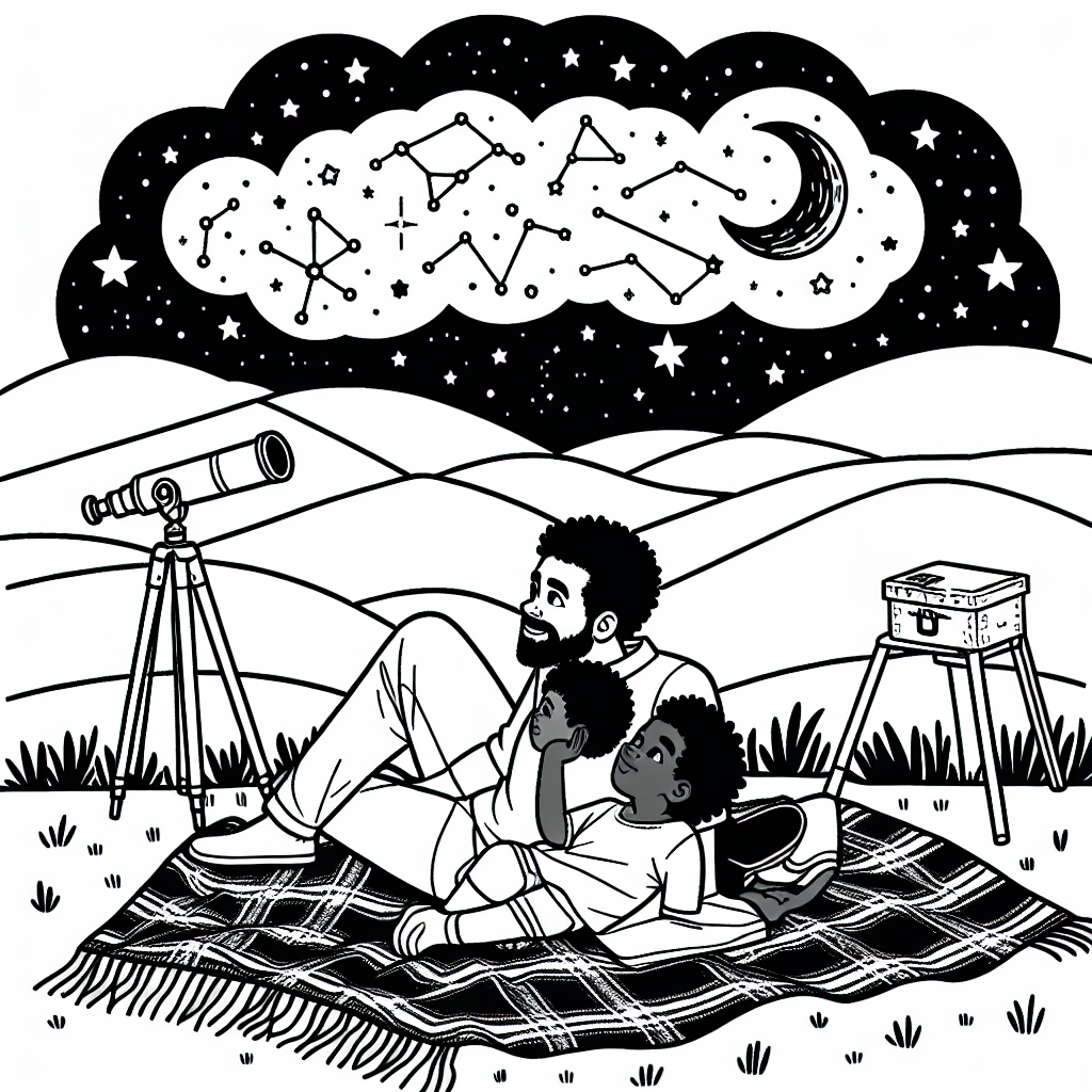 Stargazing With Dad coloring page