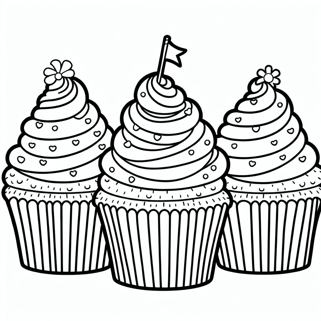 Patriotic Cupcakes coloring page