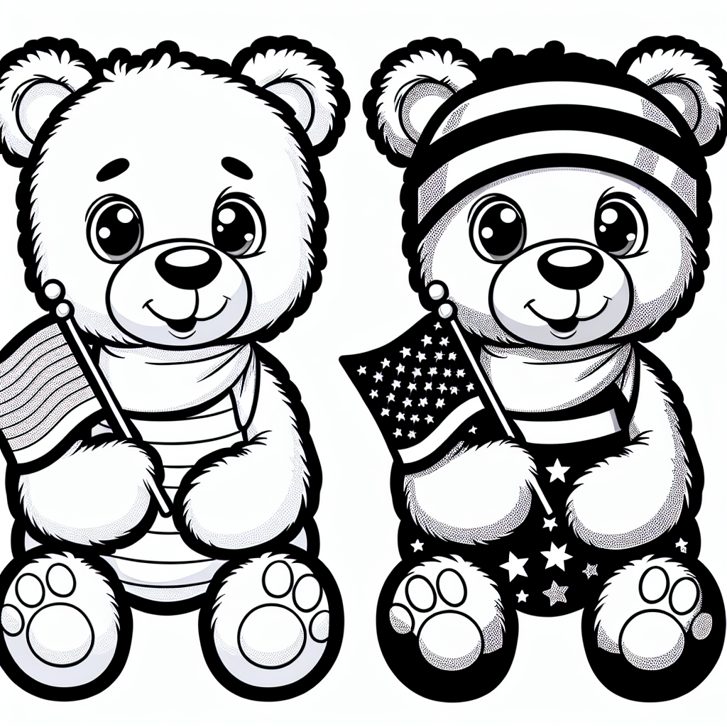 Patriotic Teddy Bear coloring page