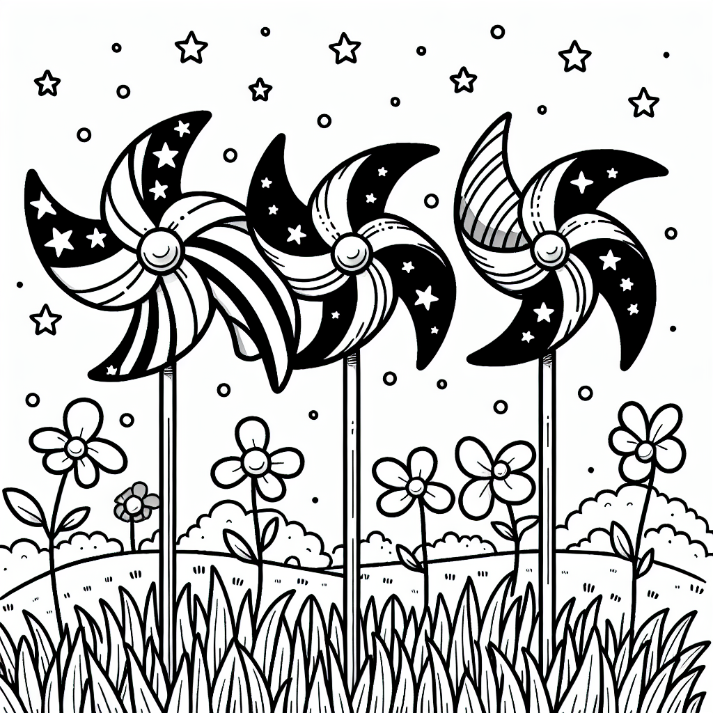 Pinwheels and Stars coloring page