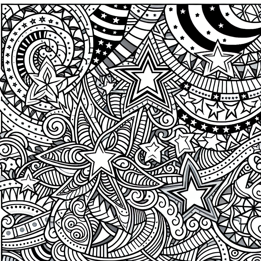 Stars and Stripes Pattern coloring page