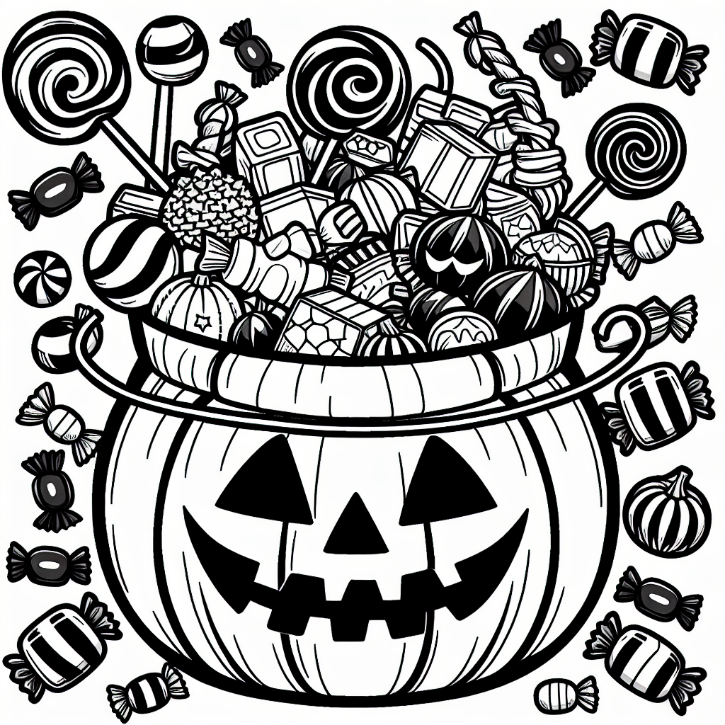 Trick or Treat Bucket coloring page