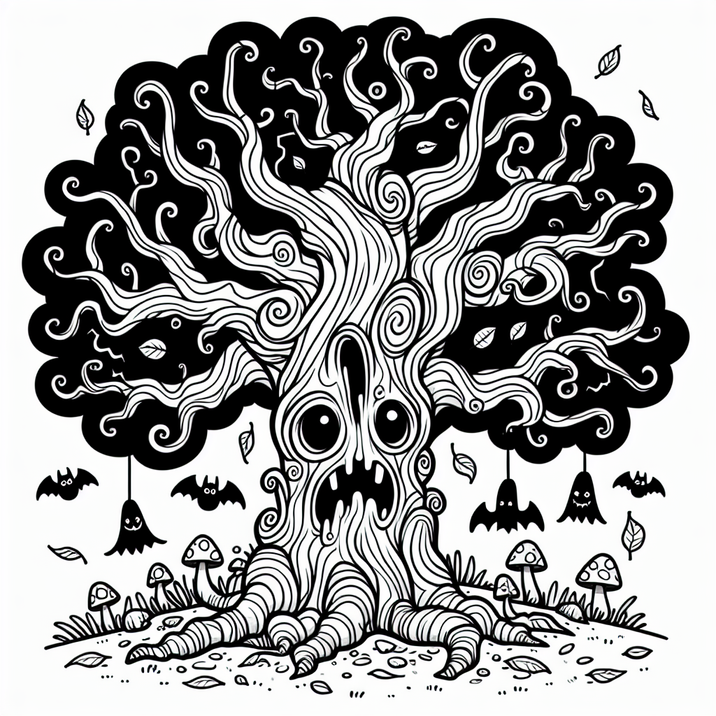 Haunted Tree coloring page