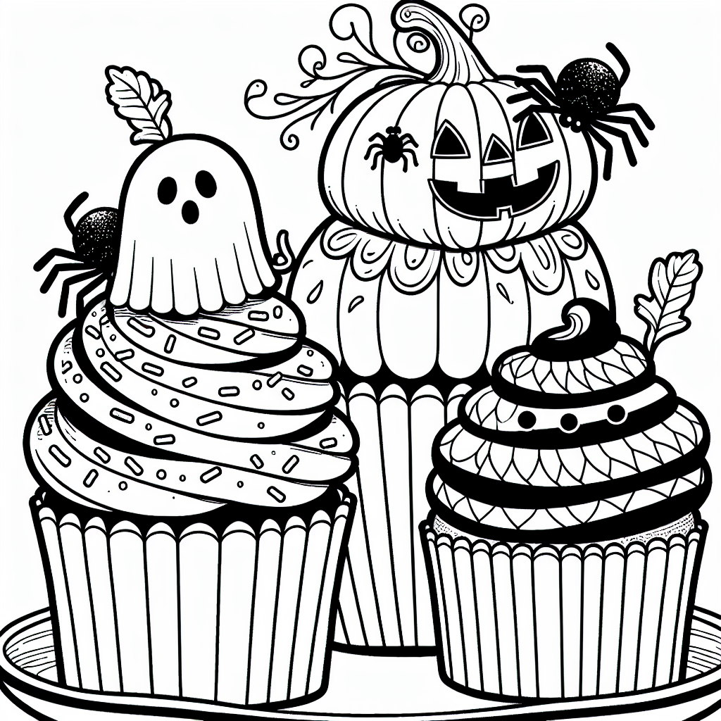 Halloween Cupcakes coloring page