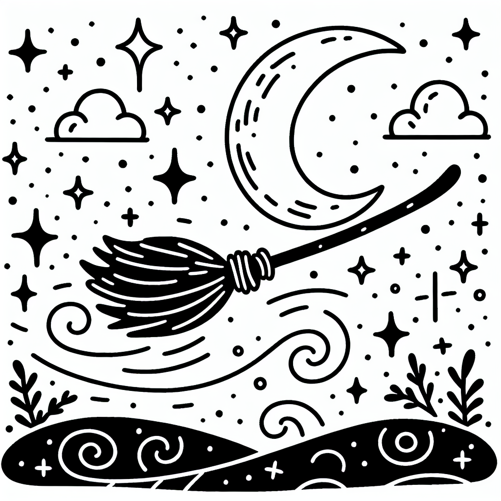 Flying Broomstick coloring page