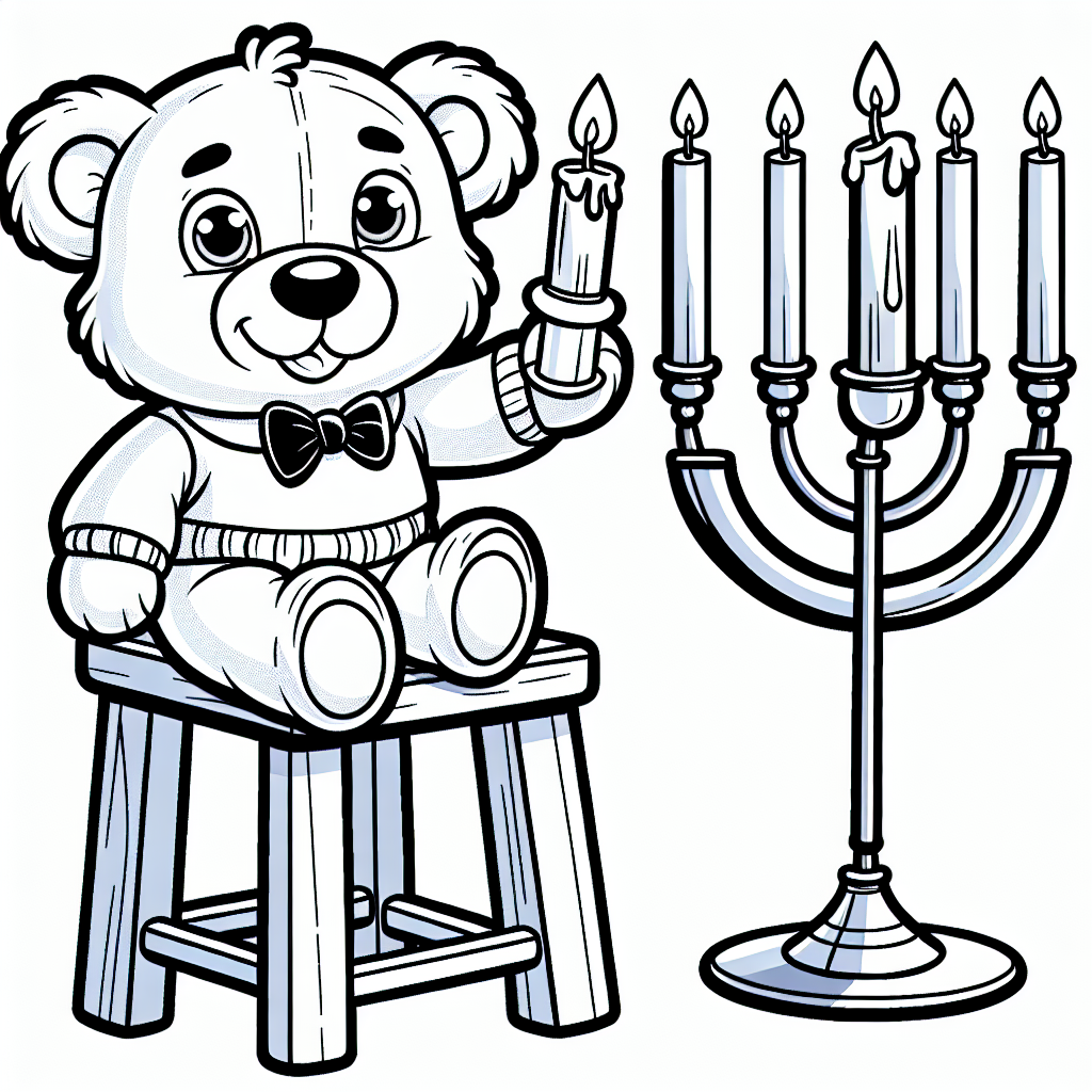 Bear Lights Candles coloring page