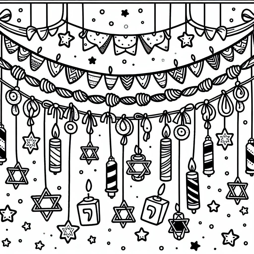 Hanukkah Garland coloring page