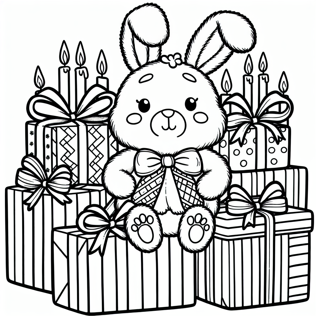 Bunny with Presents coloring page