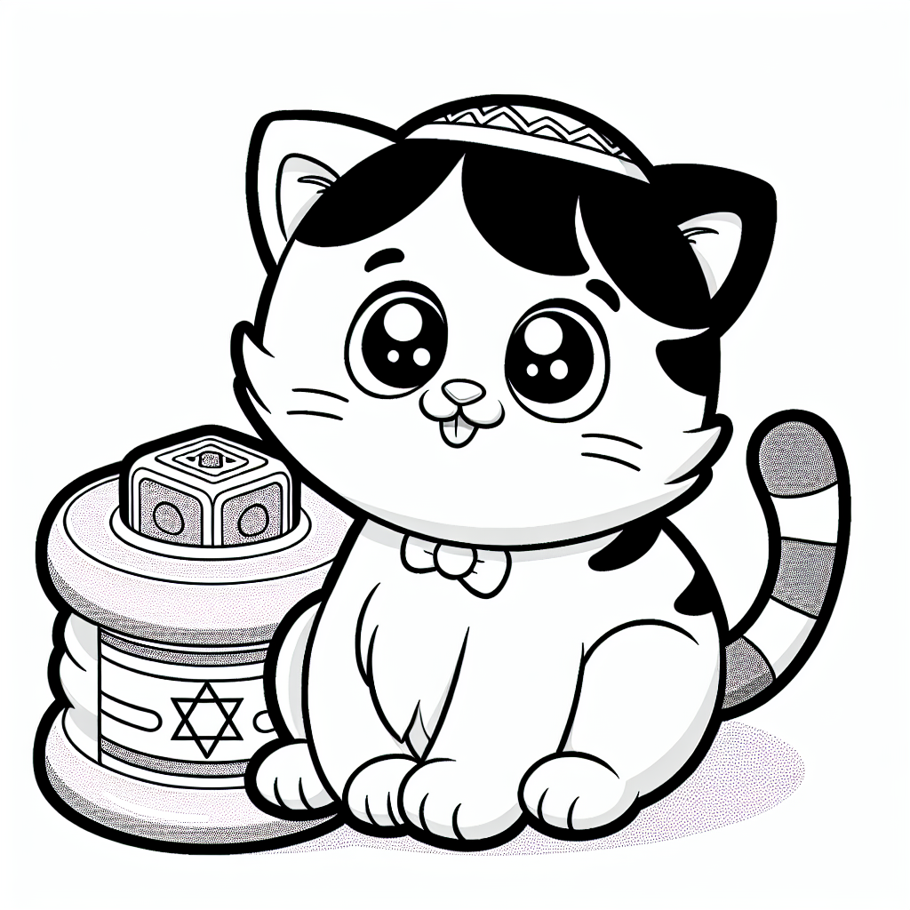 Hanukkah Cat coloring page