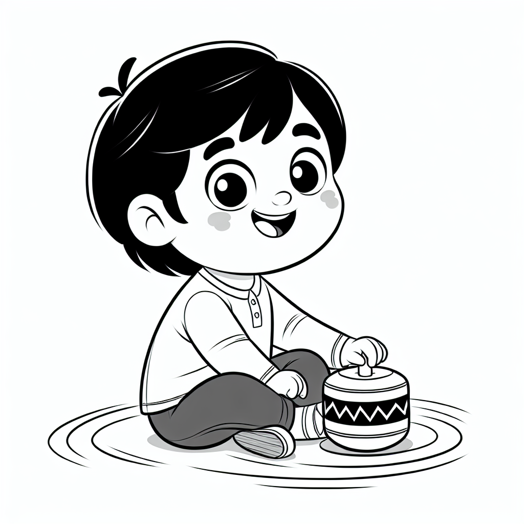 Child Spinning Dreidel coloring page