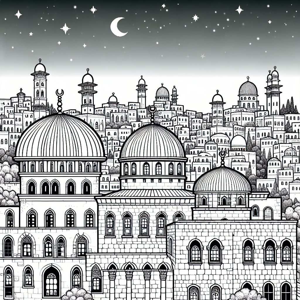 Jerusalem at Hanukkah coloring page