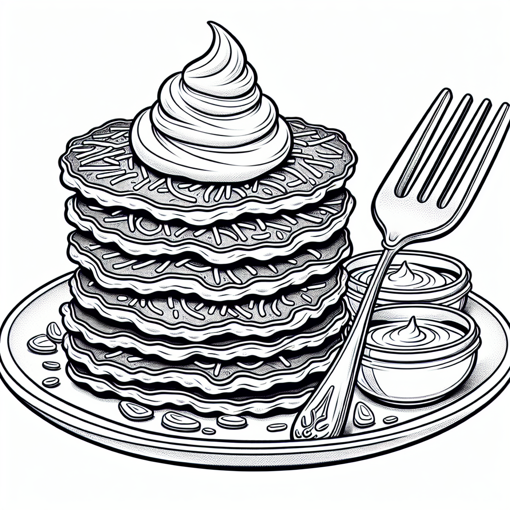 Latkes on a Plate coloring page
