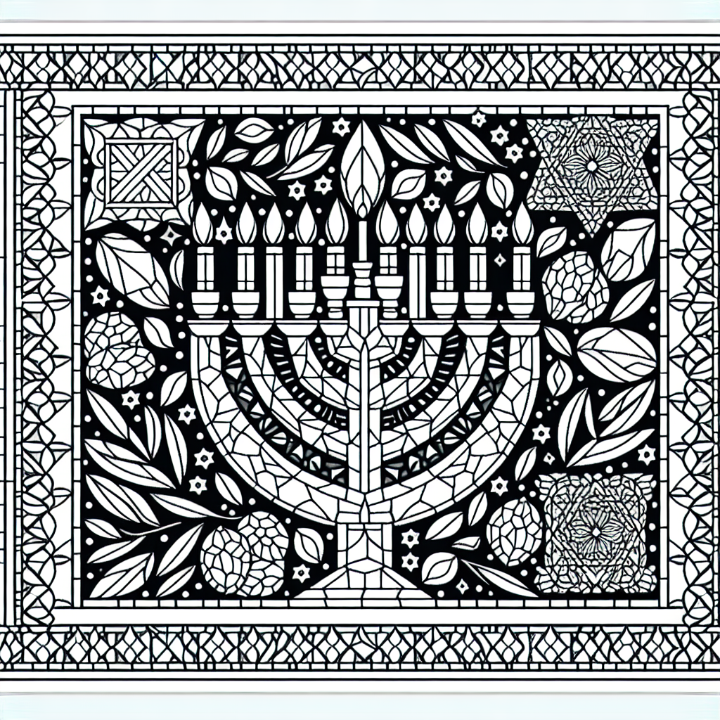 Hanukkah Mosaic coloring page