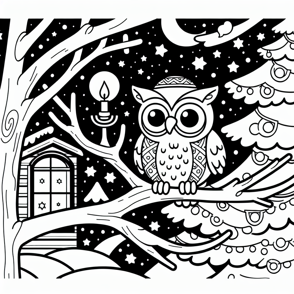 Hanukkah Owl coloring page
