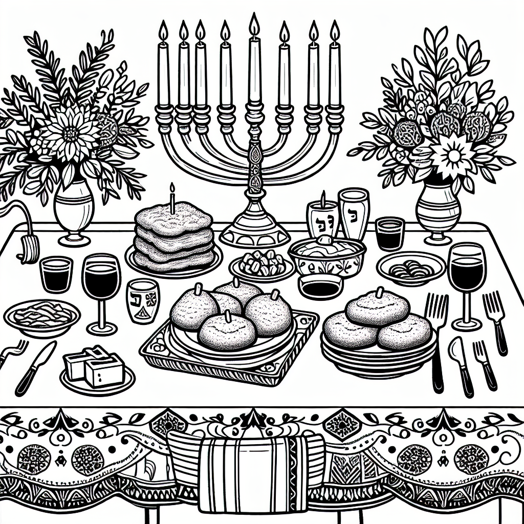 Hanukkah Dinner Table coloring page