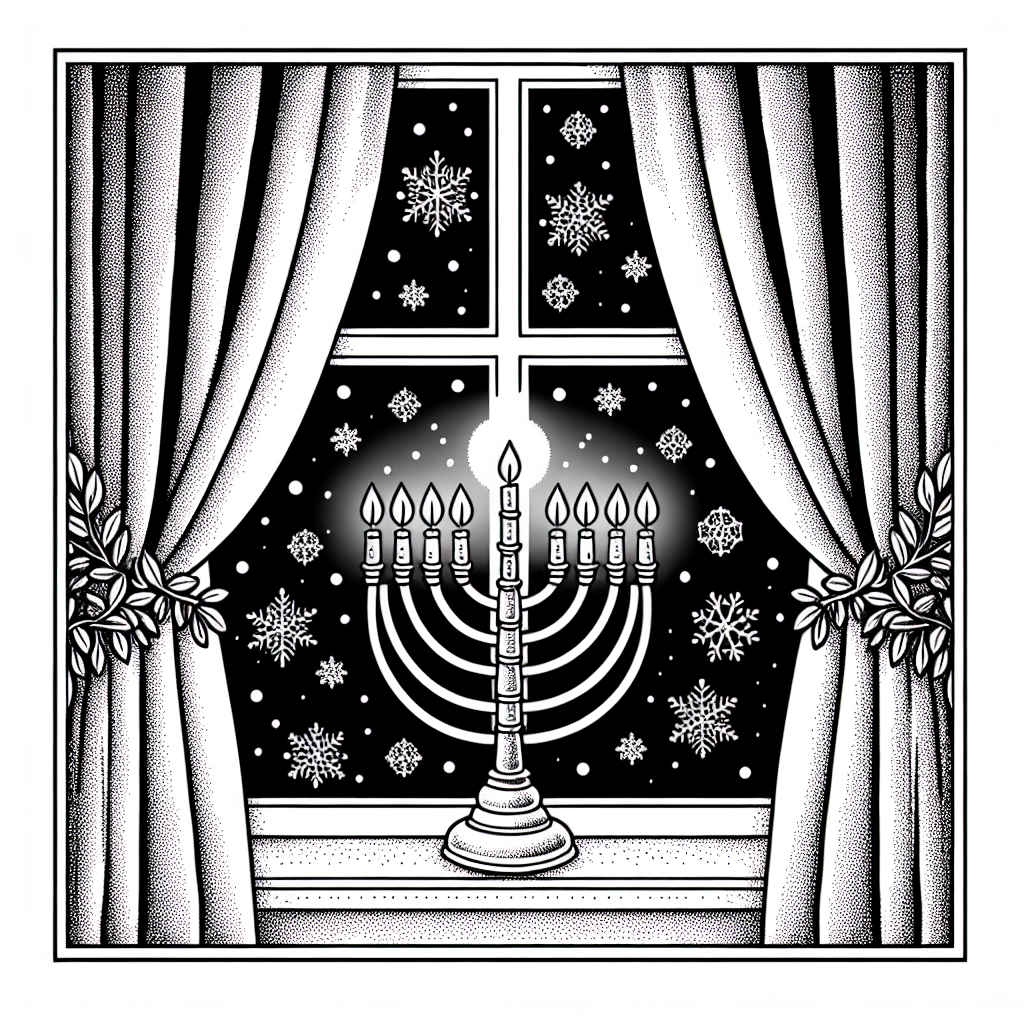 Menorah in Window coloring page