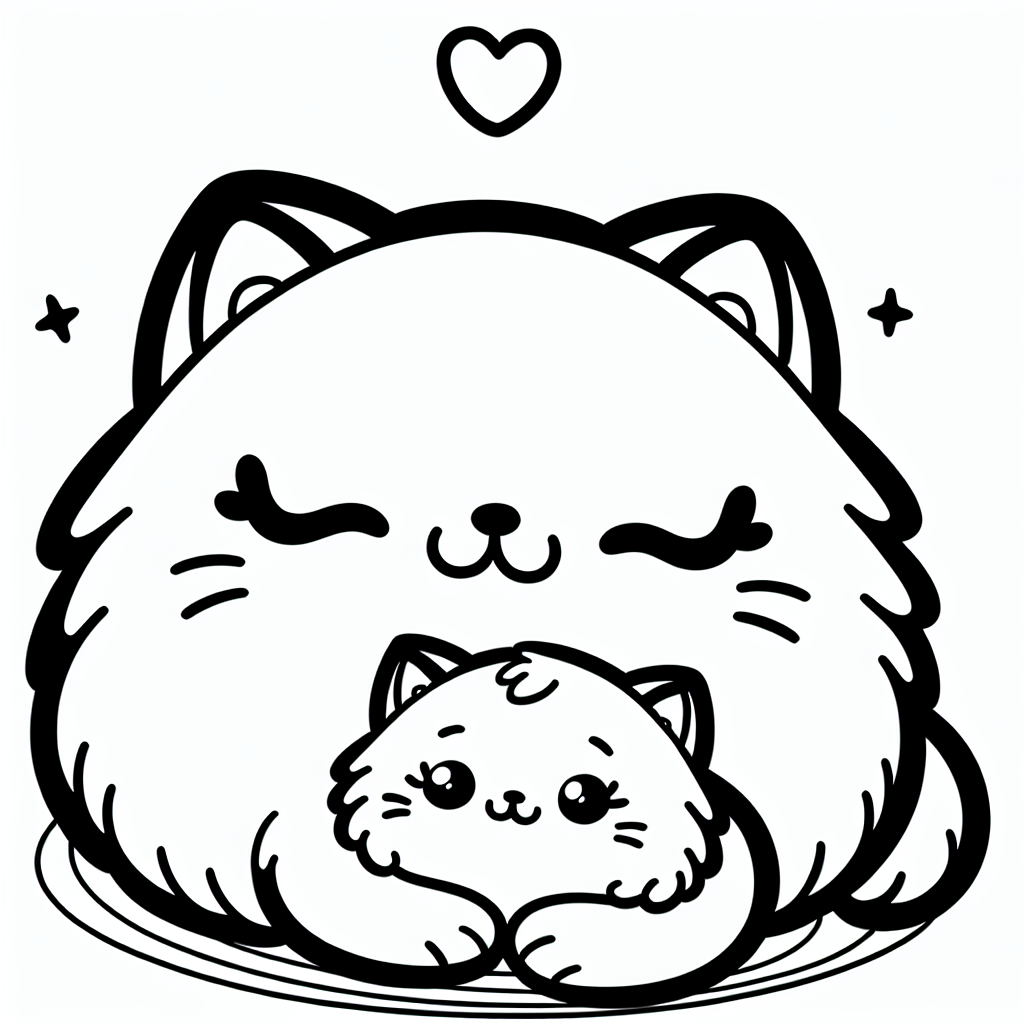 Mama Cat and Kitten coloring page