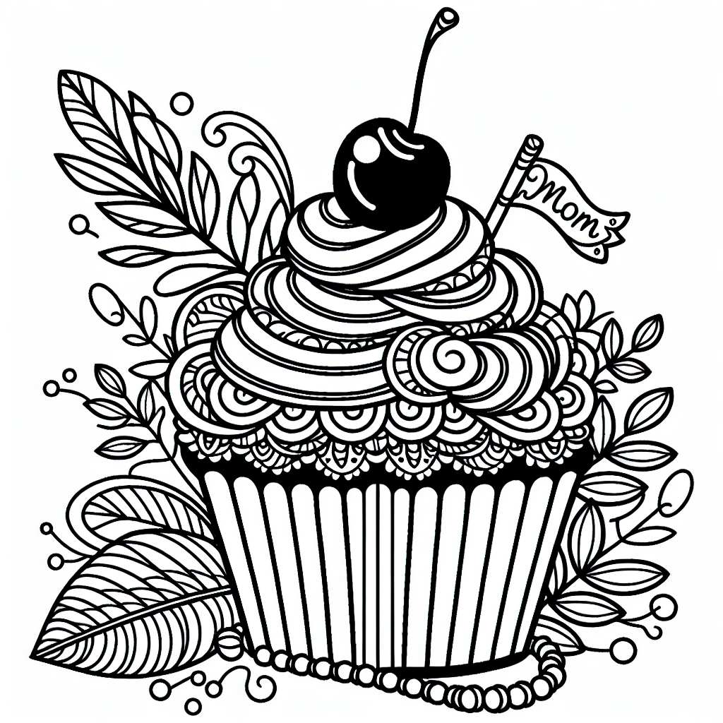 Cupcake for Mom coloring page