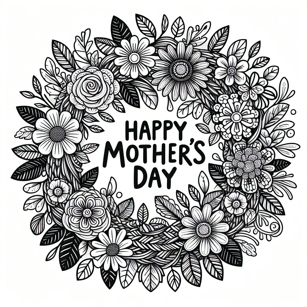 Floral Wreath Frame coloring page