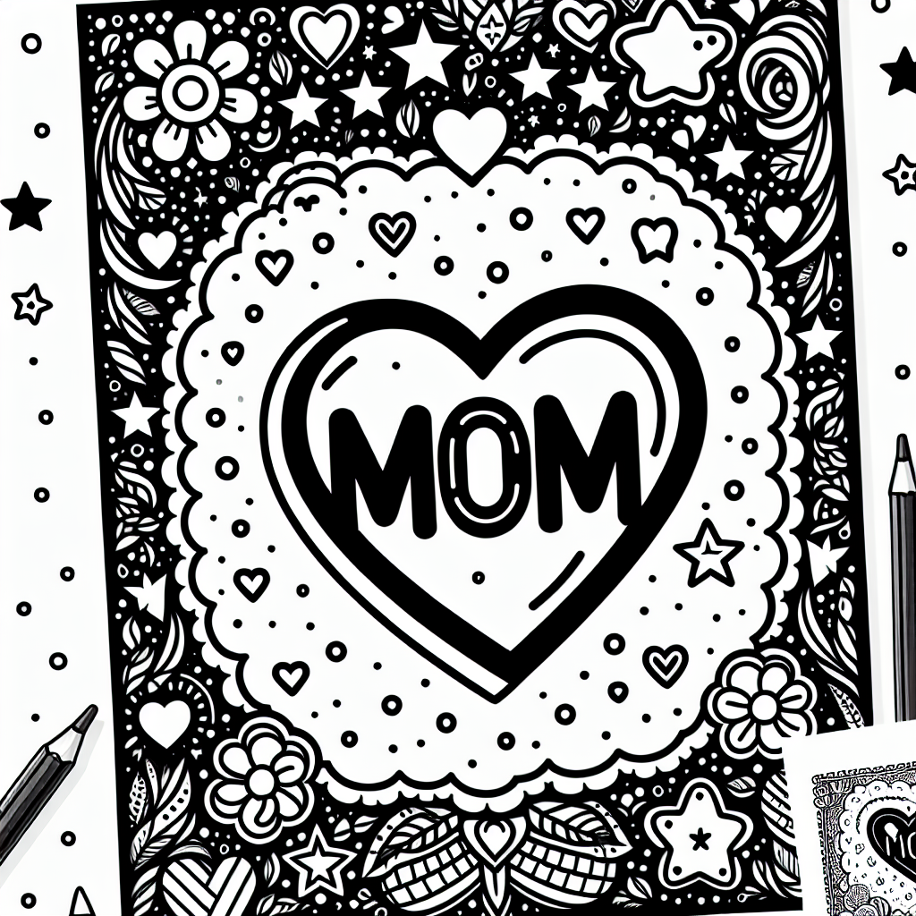 Heart Card for Mom coloring page