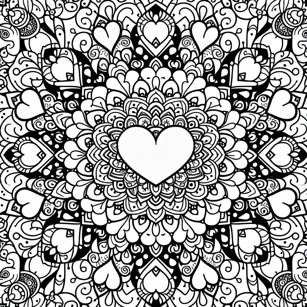 Heart Mandala Pattern coloring page