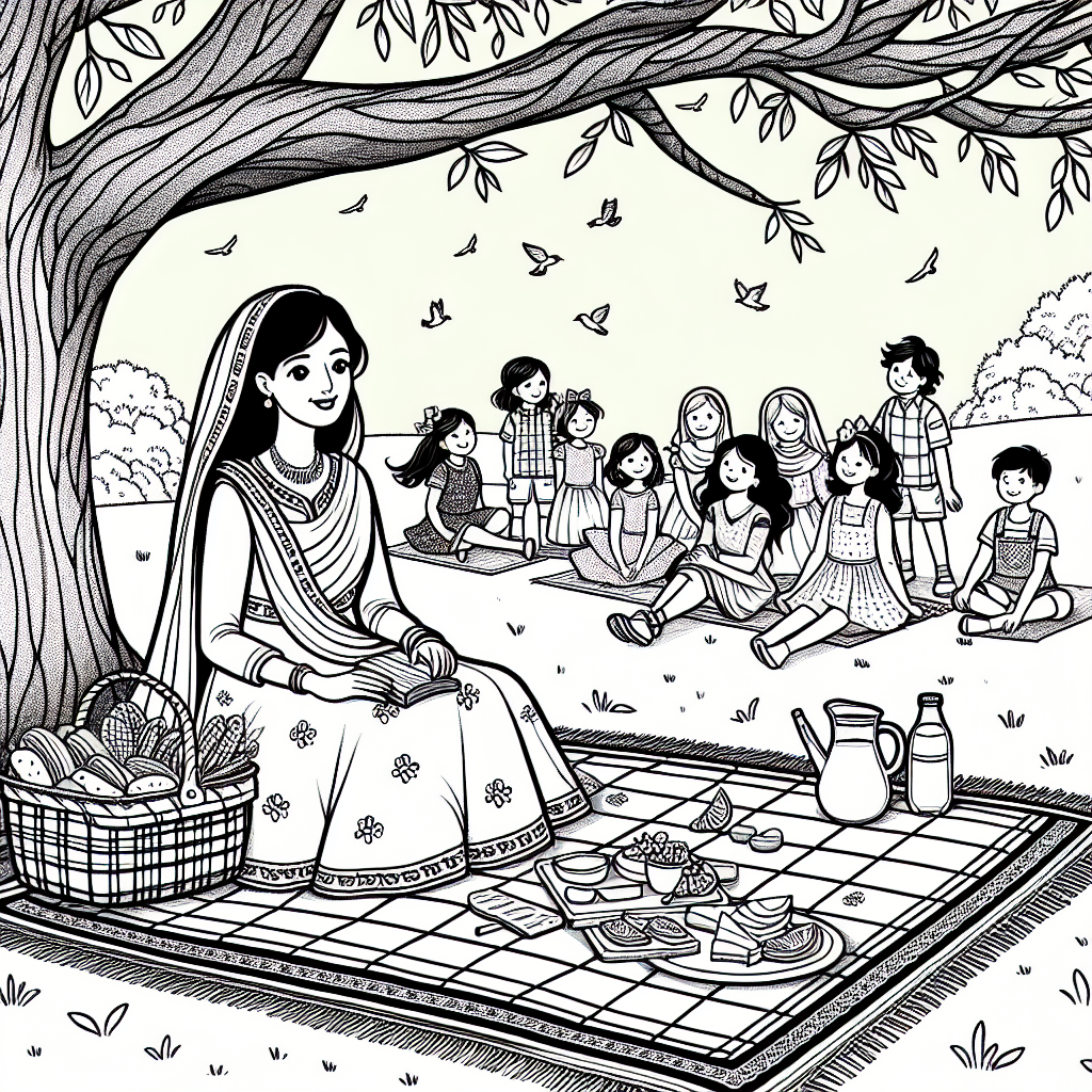 Family Picnic coloring page